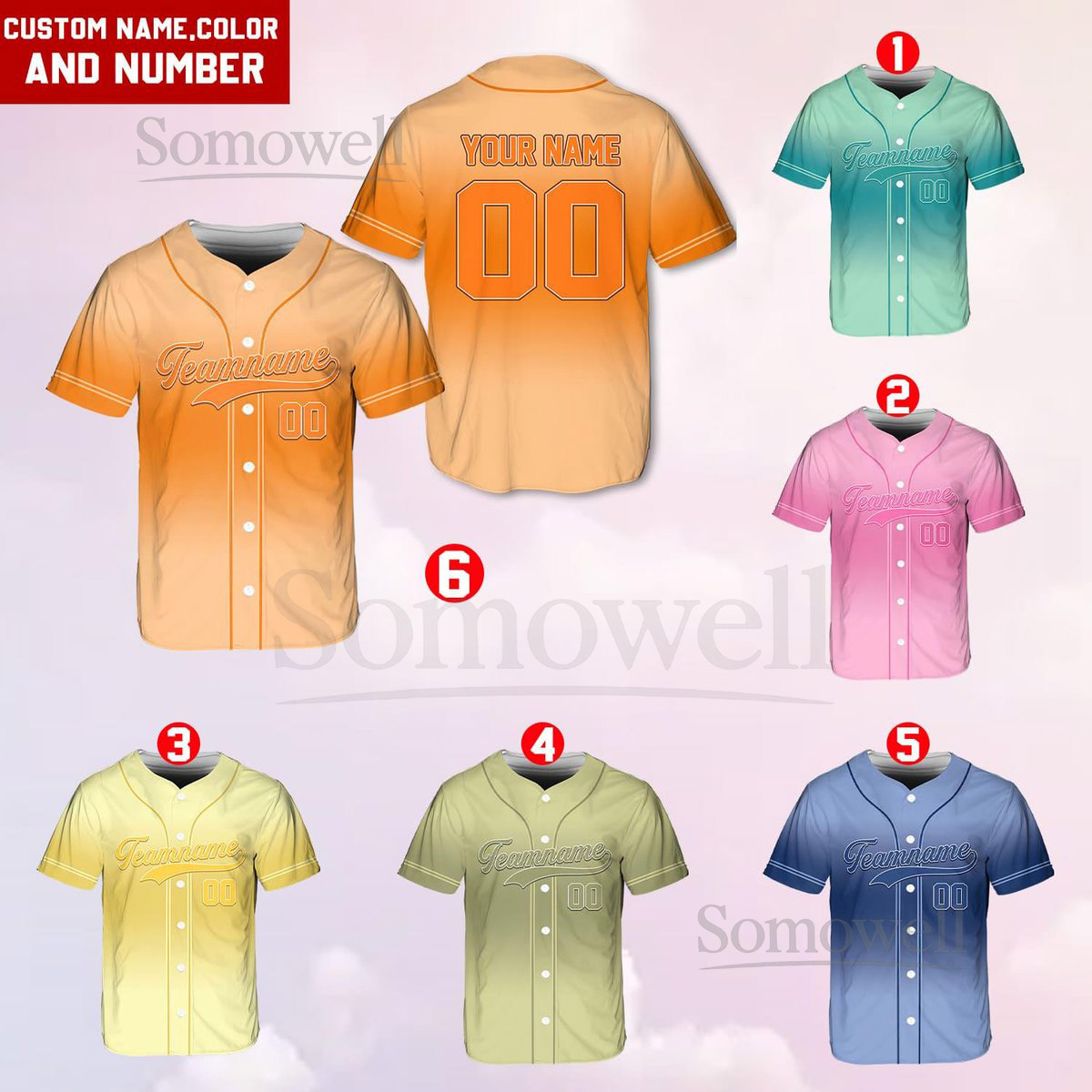 Personalized Team Name And Number Gradient Baseball Jersey Custom Baseball Jersey Shirt Baseball Jersey Uniform For Baseball Lovers_657