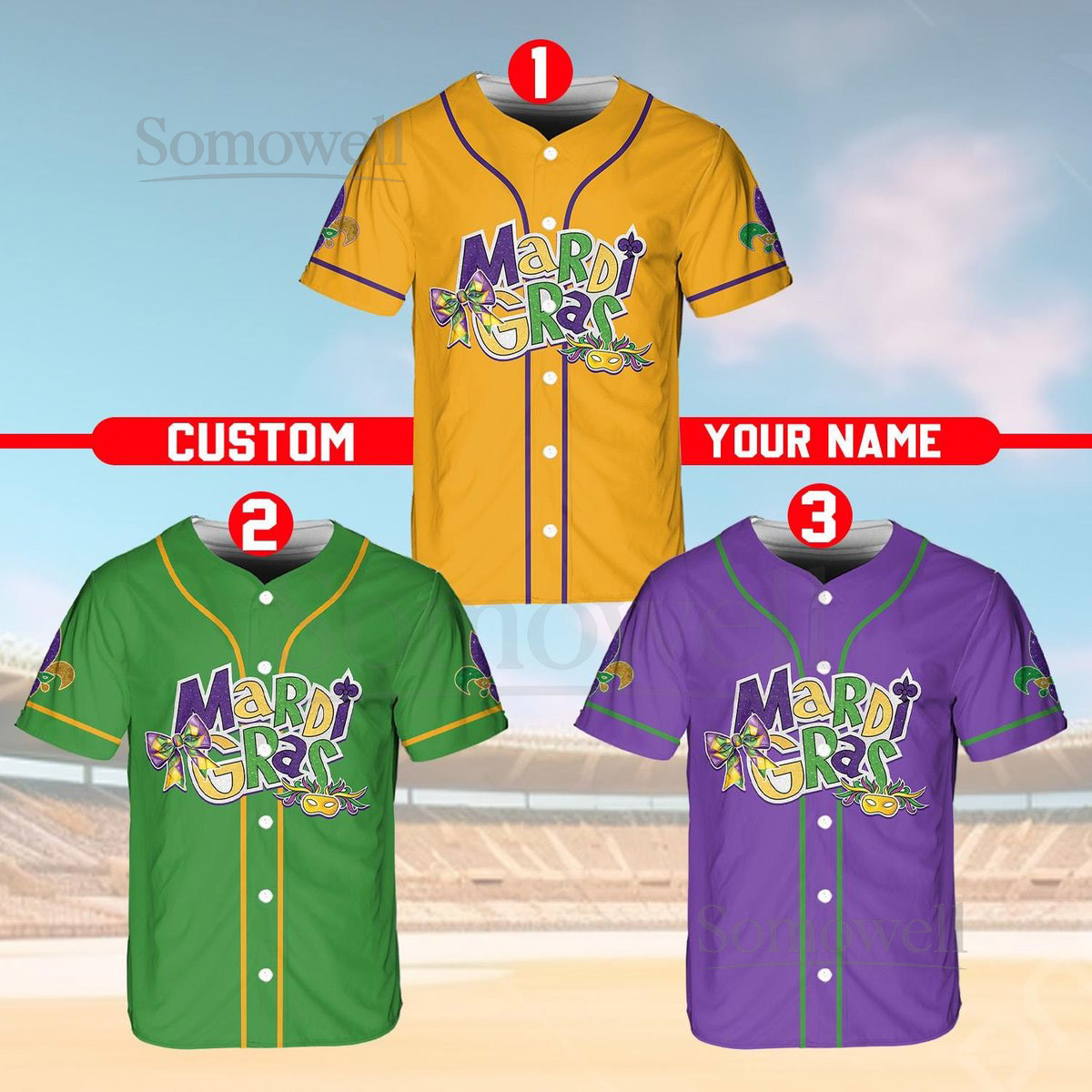 Personalized Mardi Gras Baseball Jersey Men Women Kid Youth Custom Mardi Gras With Bow Ribbon Baseball Jersey Perfect For Carnival_260