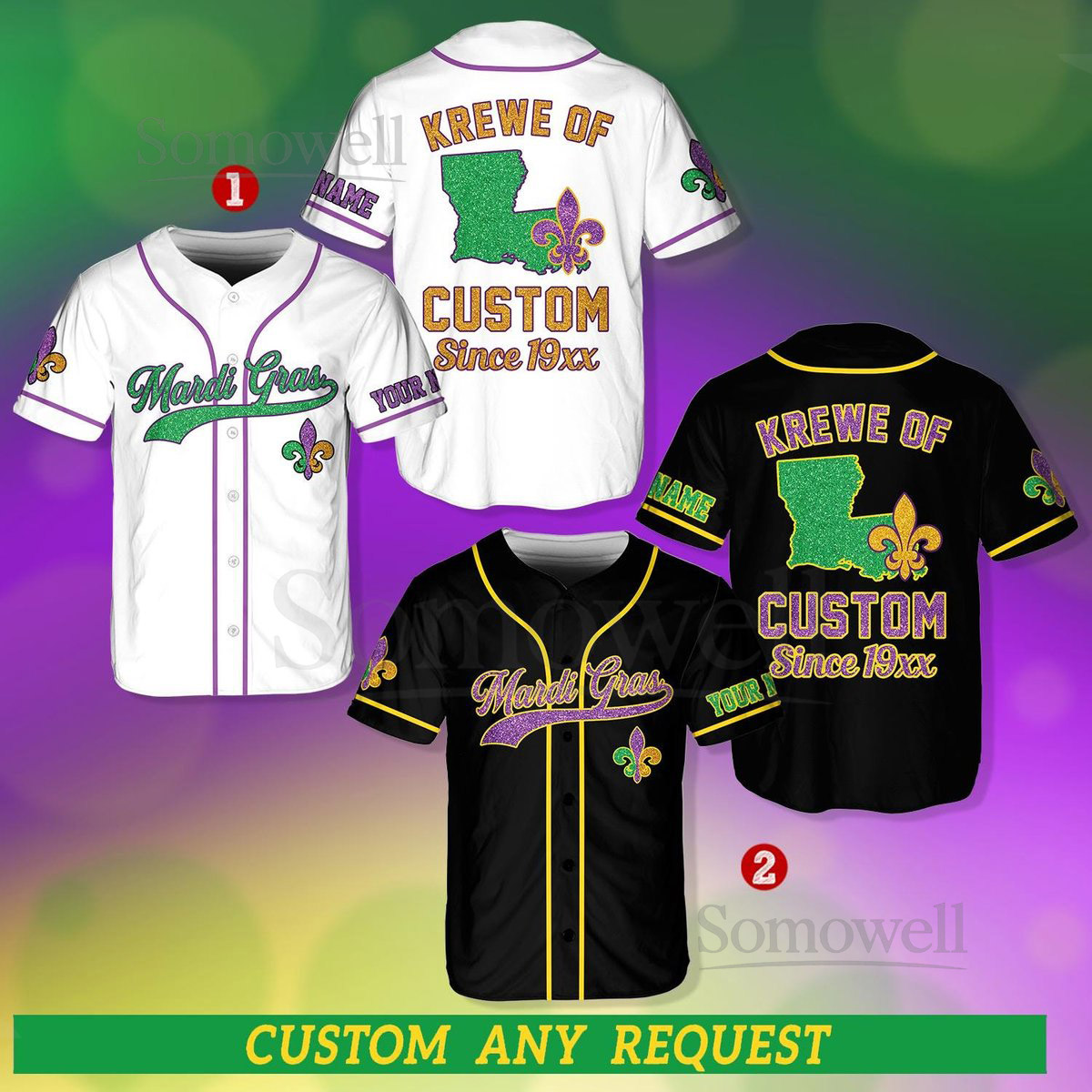 Personalized Mardi Gras Baseball Jersey Custom Krewe Name And Number Baseball Jersey Mardi Gras Carnival Jersey Gift For Family Matching_209
