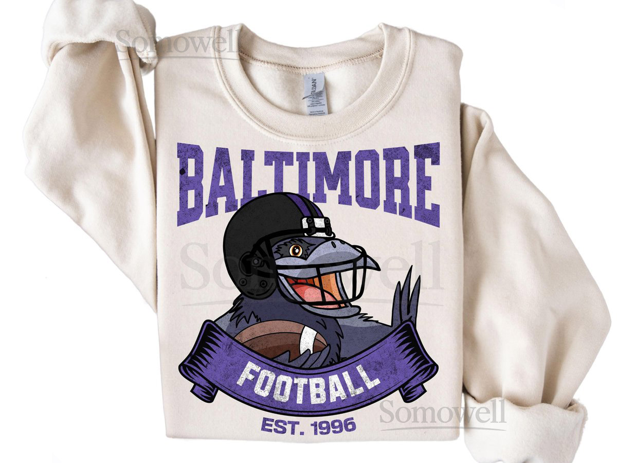 Vintage Baltimore Football Sweatshirt Baltimore Maryland Crewneck Game Day Pullover Football Sunday Shirt Baltimore Fan Sweater_634