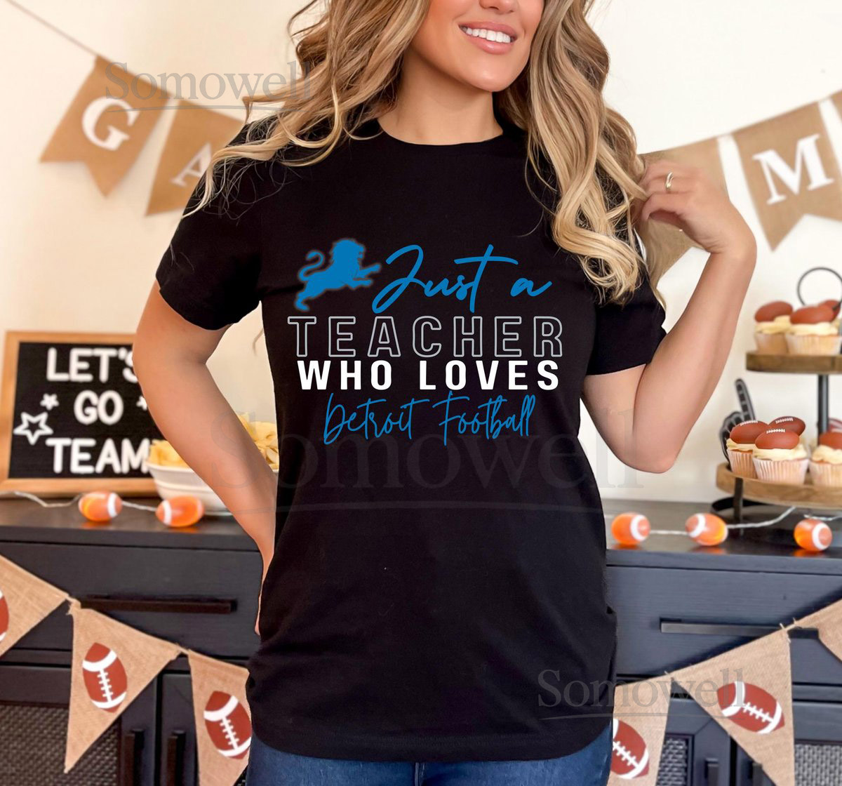 Detroit Lions Fan Teacher Unisex Tee Football Team Shirt Gift for Teacher Detroit Lions Shirt Sports Fan Apparel XS to 5XL Plus Size_217