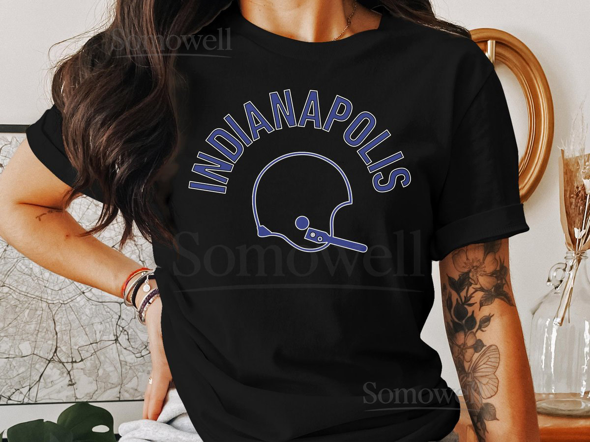 Indianapolis Colts Football Retro Helmet Short-Sleeve Long-Sleeve T-_461