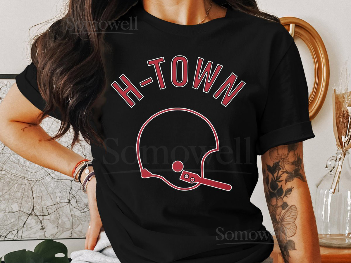 Houston Texans H-Town Football Retro Helmet Short-Sleeve Long-Sleeve T-_336