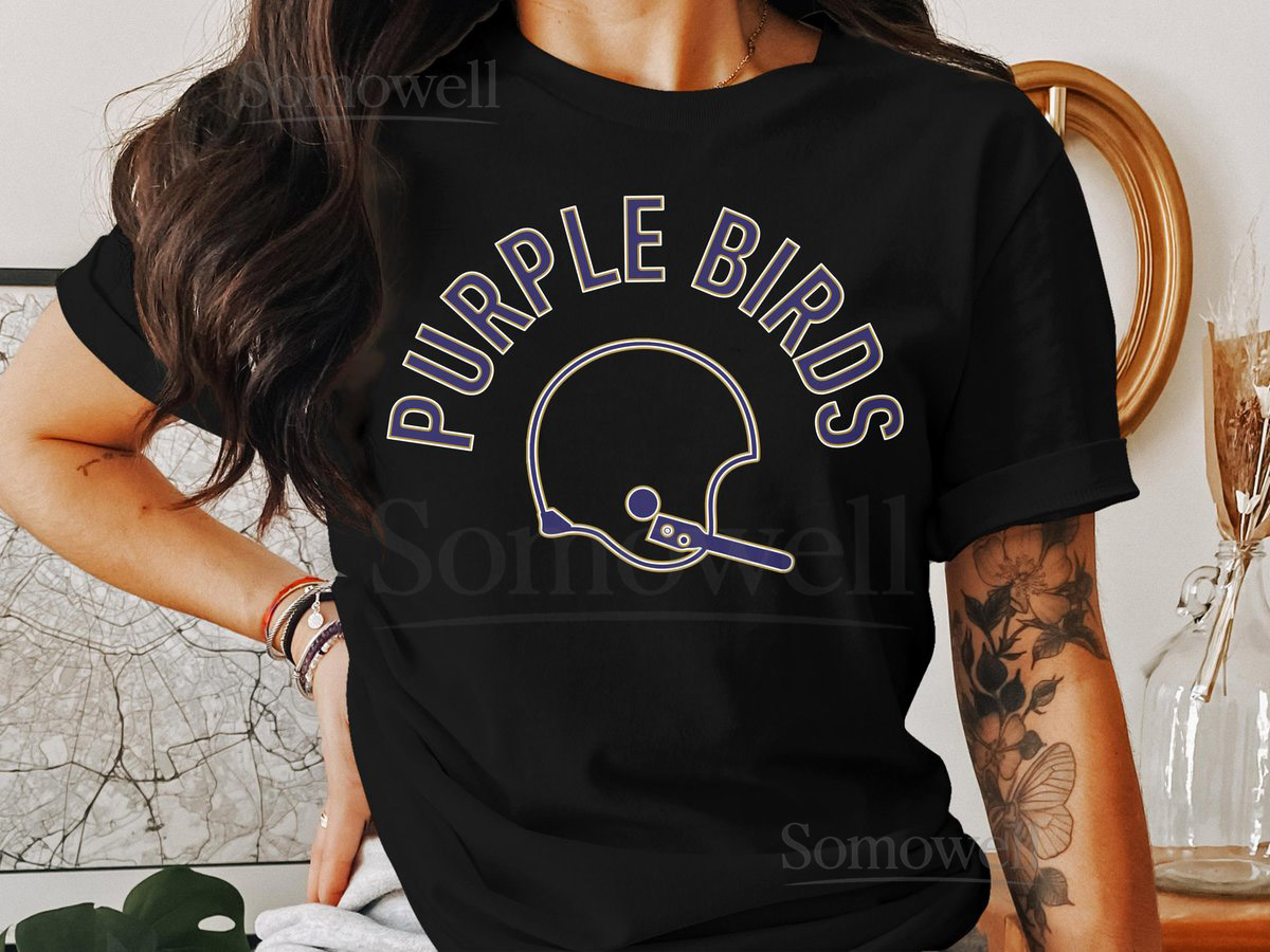 Baltimore Ravens Purple Birds Football Retro Helmet Short-Sleeve Long-Sleeve T-Shirts_154