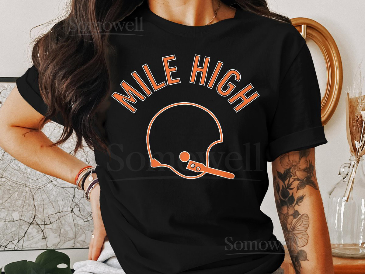 Denver Broncos Mile High Football Retro Helmet Short-Sleeve Long-Sleeve T-Shirts_308