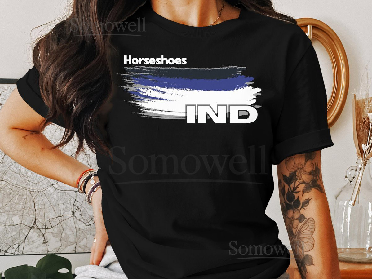 Indianapolis Colts Horseshoes Football Color Swoosh Short-Sleeve Long-Sleeve T-_472