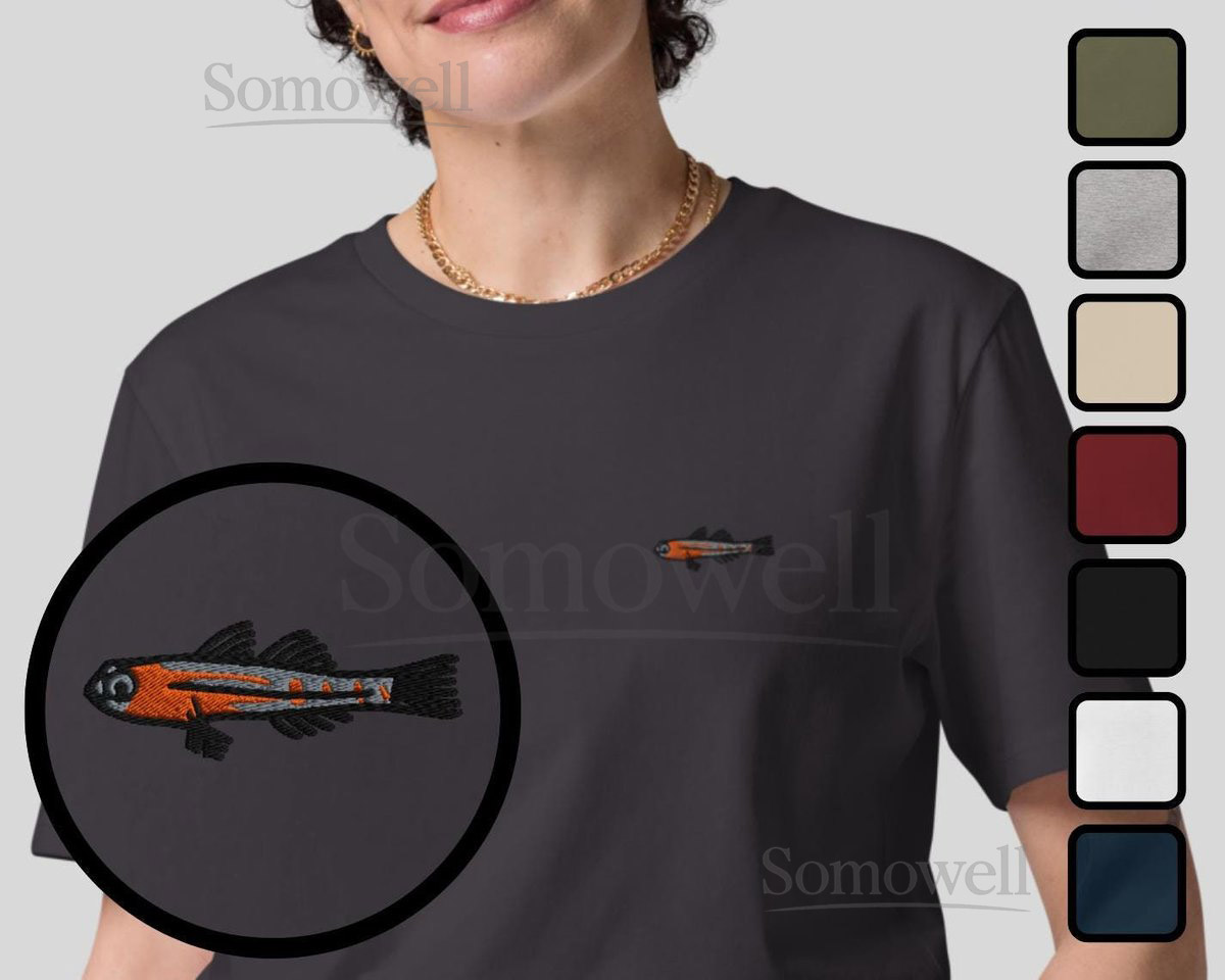 Fish Masked Goby Organic Embroidered T-Shirt Minimal Design_111