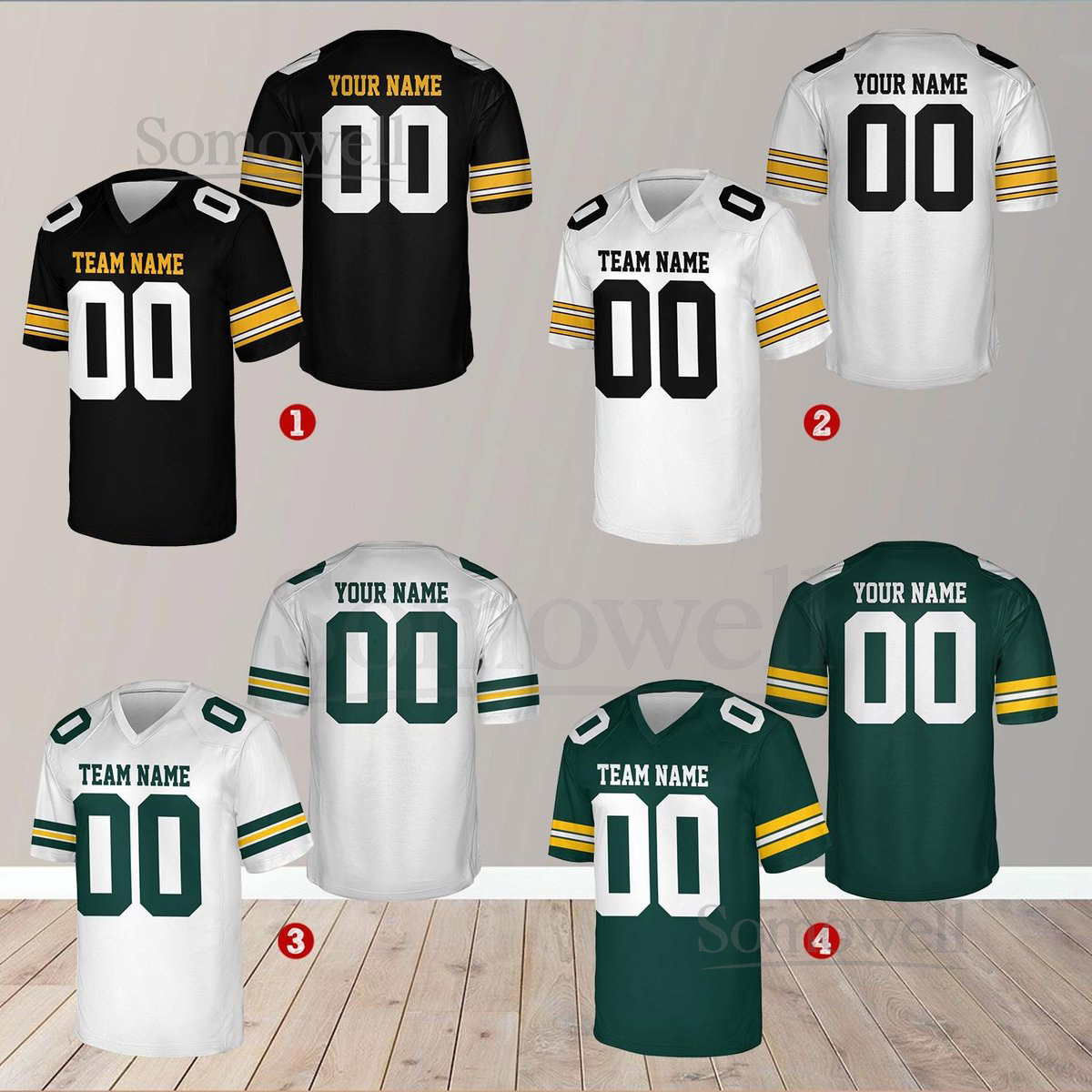 Personalized Team Name And Number Any Football Jersey Custom V-neck Short Sleeve Jersey Shirt Football Jersey For Football Fan Lover_407