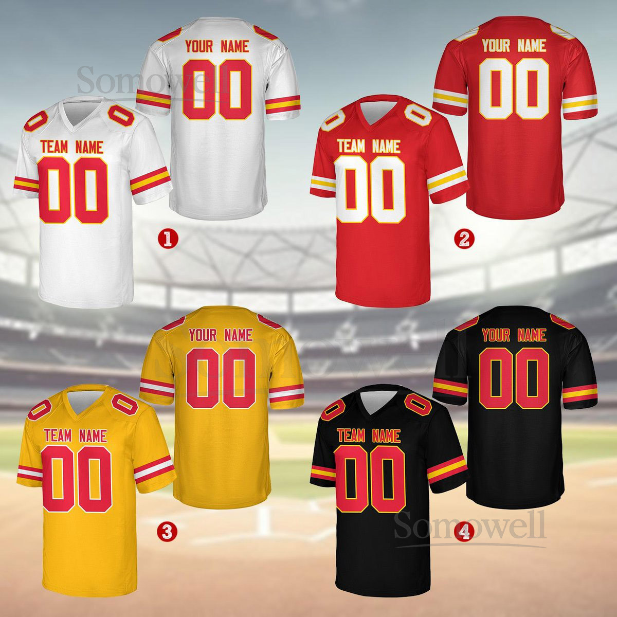 Personalized Team Name And Number Any Football Jersey Custom V-neck Short Sleeve Jersey Shirt Football Jersey For Football Fan Lover_408