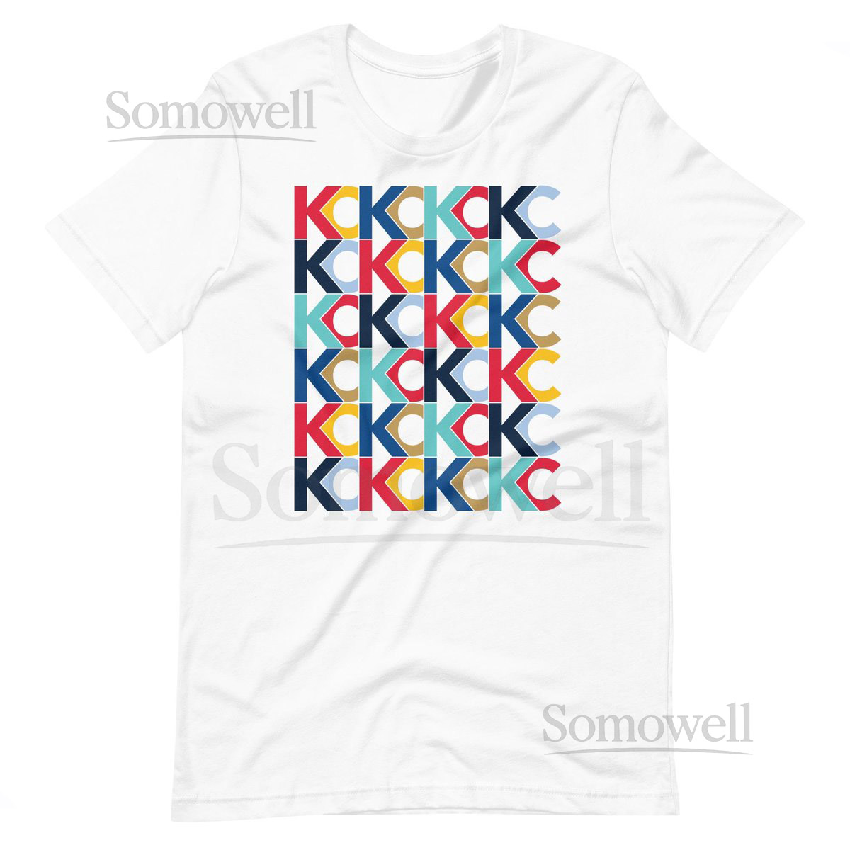 Kansas City Colors Sports KC Crewneck Tee Bella Canvas KC Pattern Kansas City Team Colors TShirt Unisex Black White Gray_371