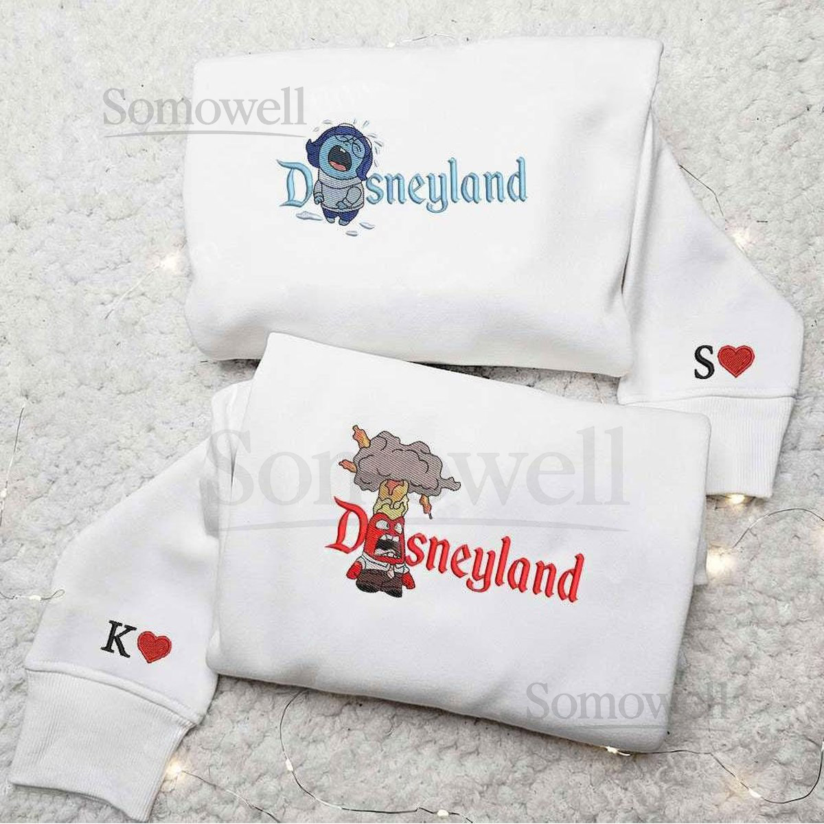 Disneyland Sadness And Anger Embroidered Sweatshirt Disney Inside Out Embroidered Hoodie Movie Couple Embroidery Shirt Disney World_51