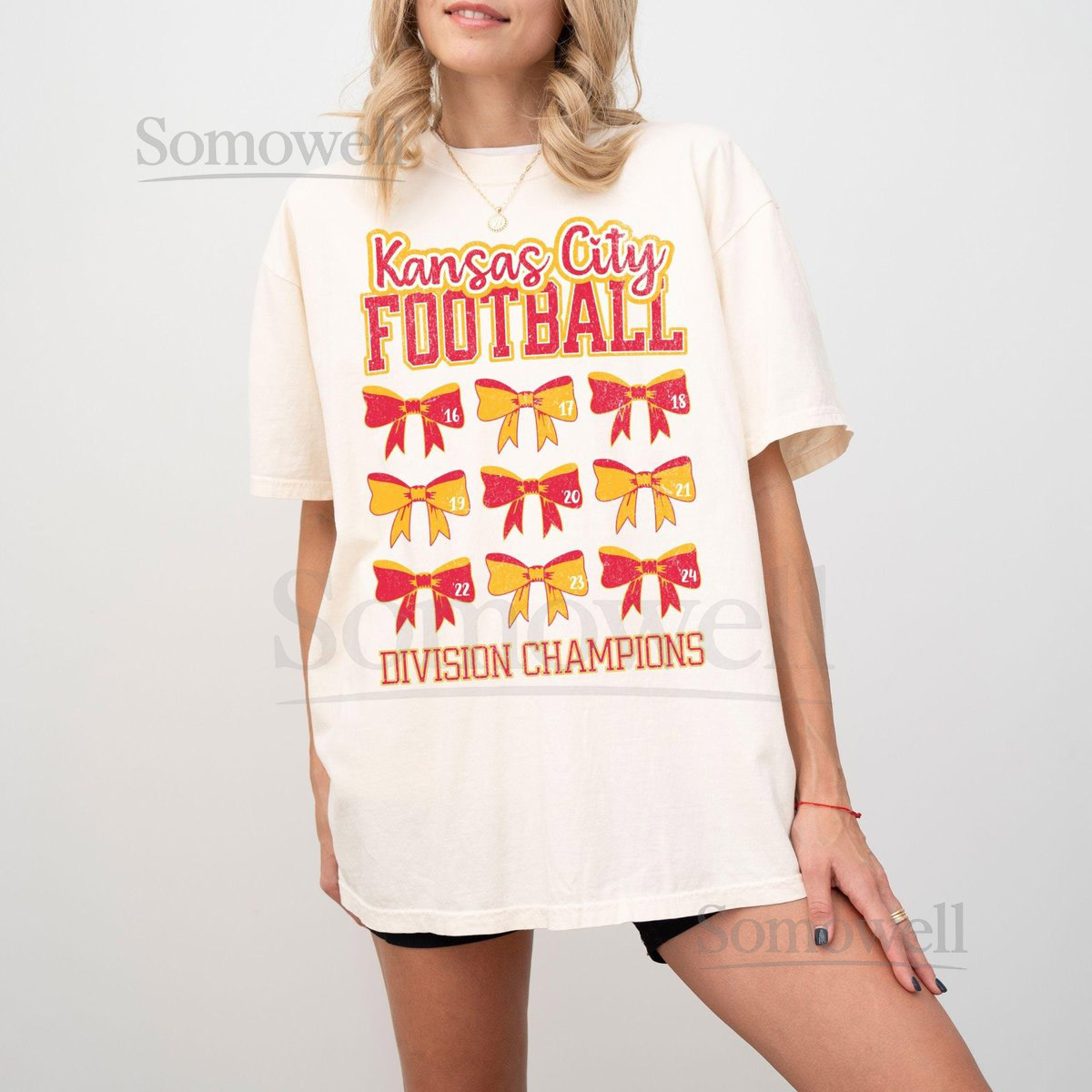 Kansas City Football Nine Time Division Champions T-shirt Retro Chief Football Shirt Feminine Girly Football Tee Coquette Bow Football_348