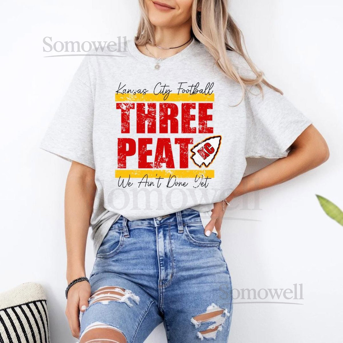 Kansas City Chiefs Three Peat Football T-Shirt_308