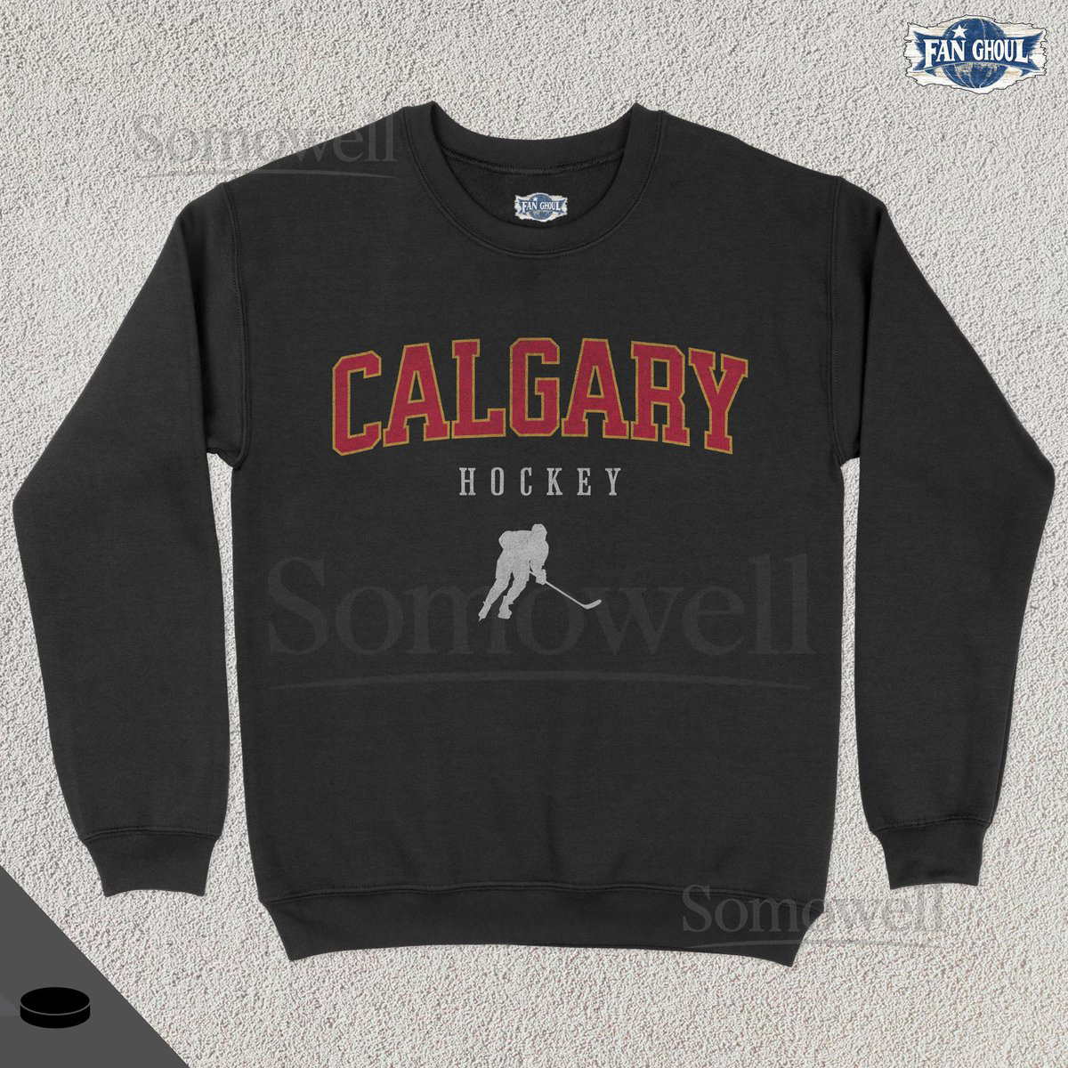 Calgary Hockey Varsity Sweatshirt College Sports Crewneck College Sweater Hockey Fan Gift Hockey Lover Apparel Vintage Retro Flame_29