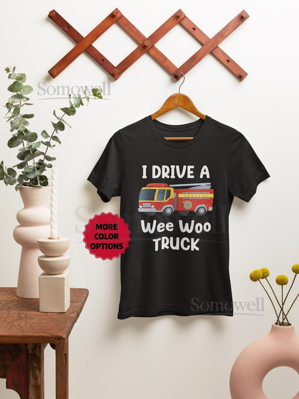 Firefighter Tee Shirt Funny Fireman Top Fire Engine Driver Apparel First Responder Gift I Drive a Wee Woo Truck T-shirt_159