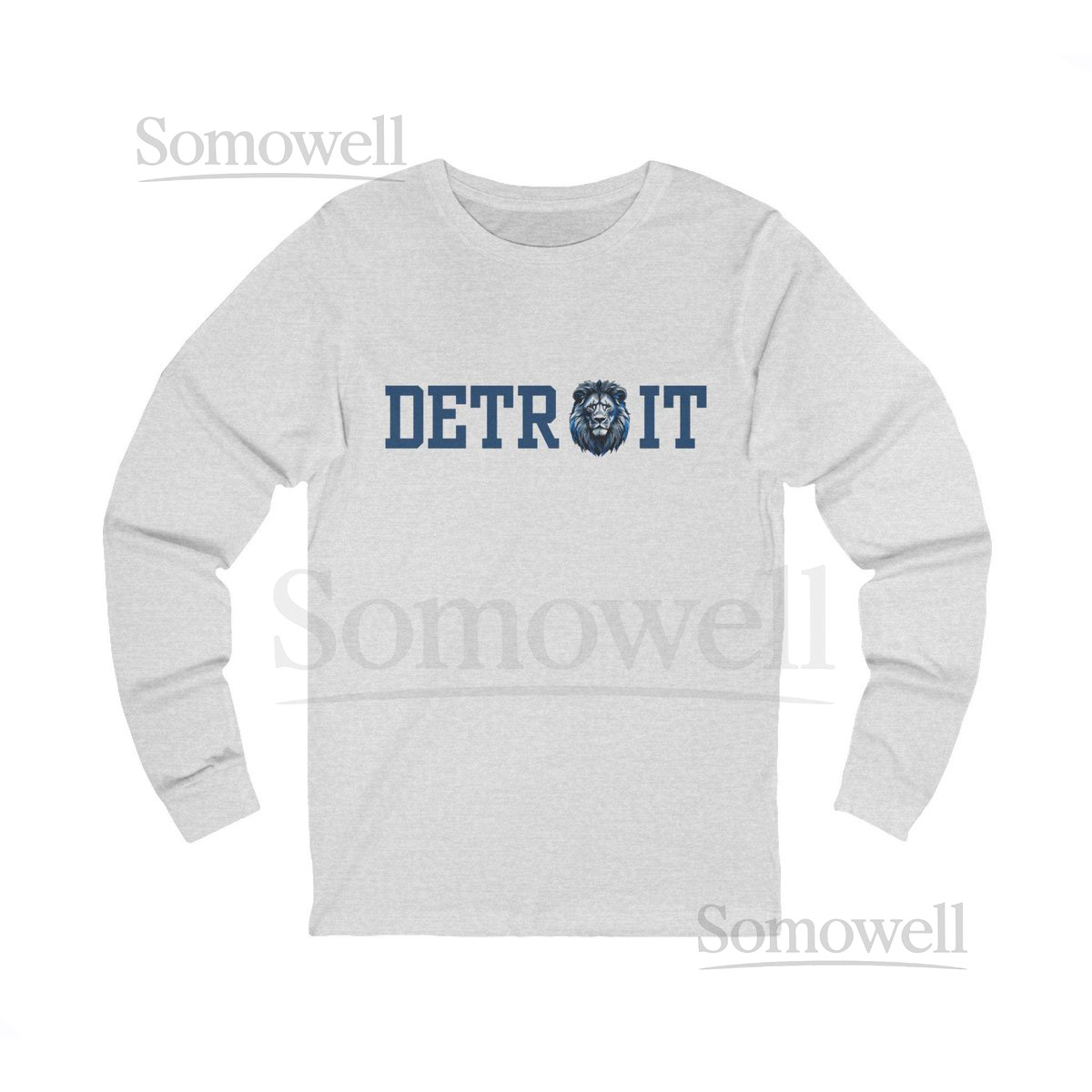 Detroit Lions Head Graphic Long Sleeve Tee Fan Gift_257