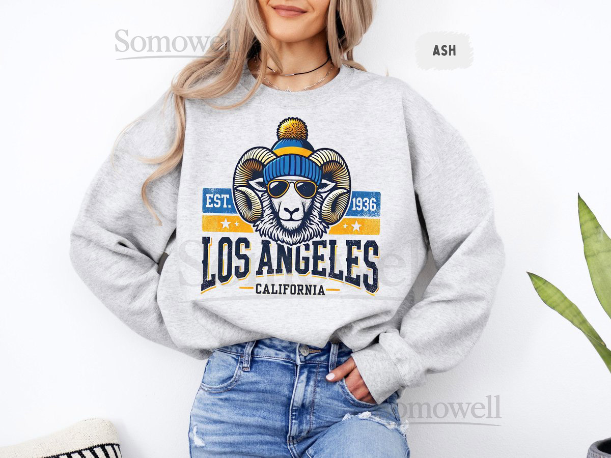 Los Angeles Football Unisex Sweatshirt Ram Sports Fan Crewneck Jumper LA Football Team Apparel Gift for Football Fans Sports Lover Tops_94