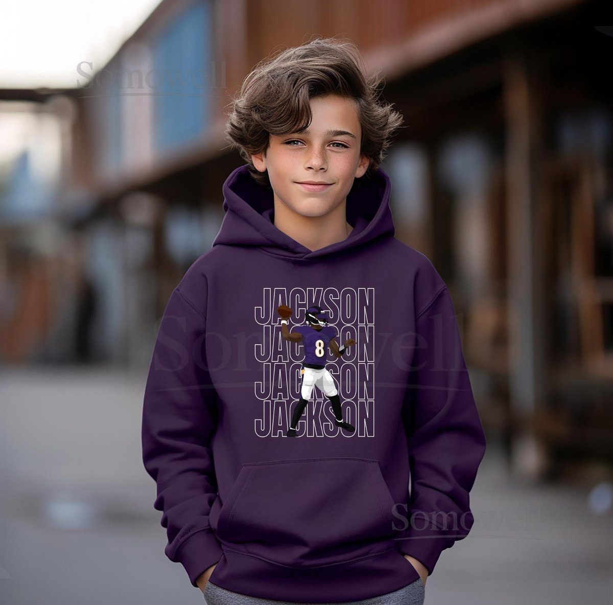 Lamar Jackson Baltimore Ravens Youth Hoodie_757