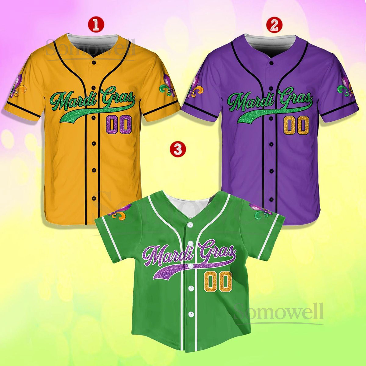 Personalized Mardi Gras Baseball Jersey Custom Name And Number Baseball Jersey Mardi Gras Carnival Jersey Gift For Family Matching_243