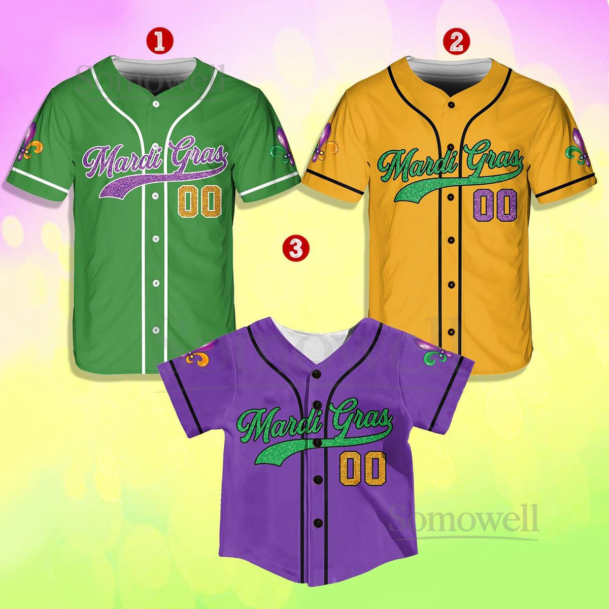 Personalized Mardi Gras Baseball Jersey Custom Name And Number Baseball Jersey Mardi Gras Carnival Jersey Gift For Family Matching_244