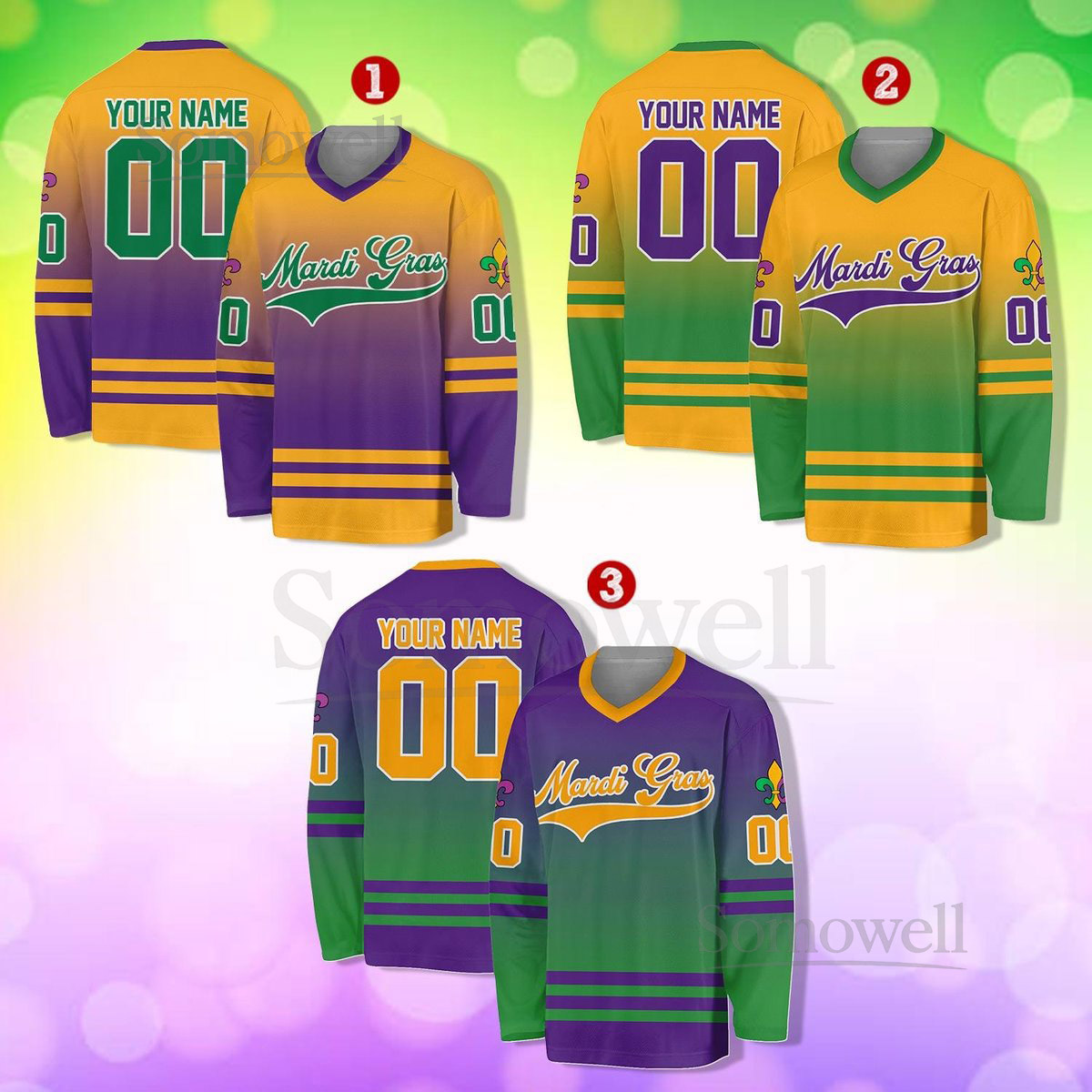 Personalized Mardi Gras Hockey Jersey Custom Name Mardi Gras Hockey Jersey Hockey Jersey Uniform For Hockey Fans Mardi Gras Outfit_272