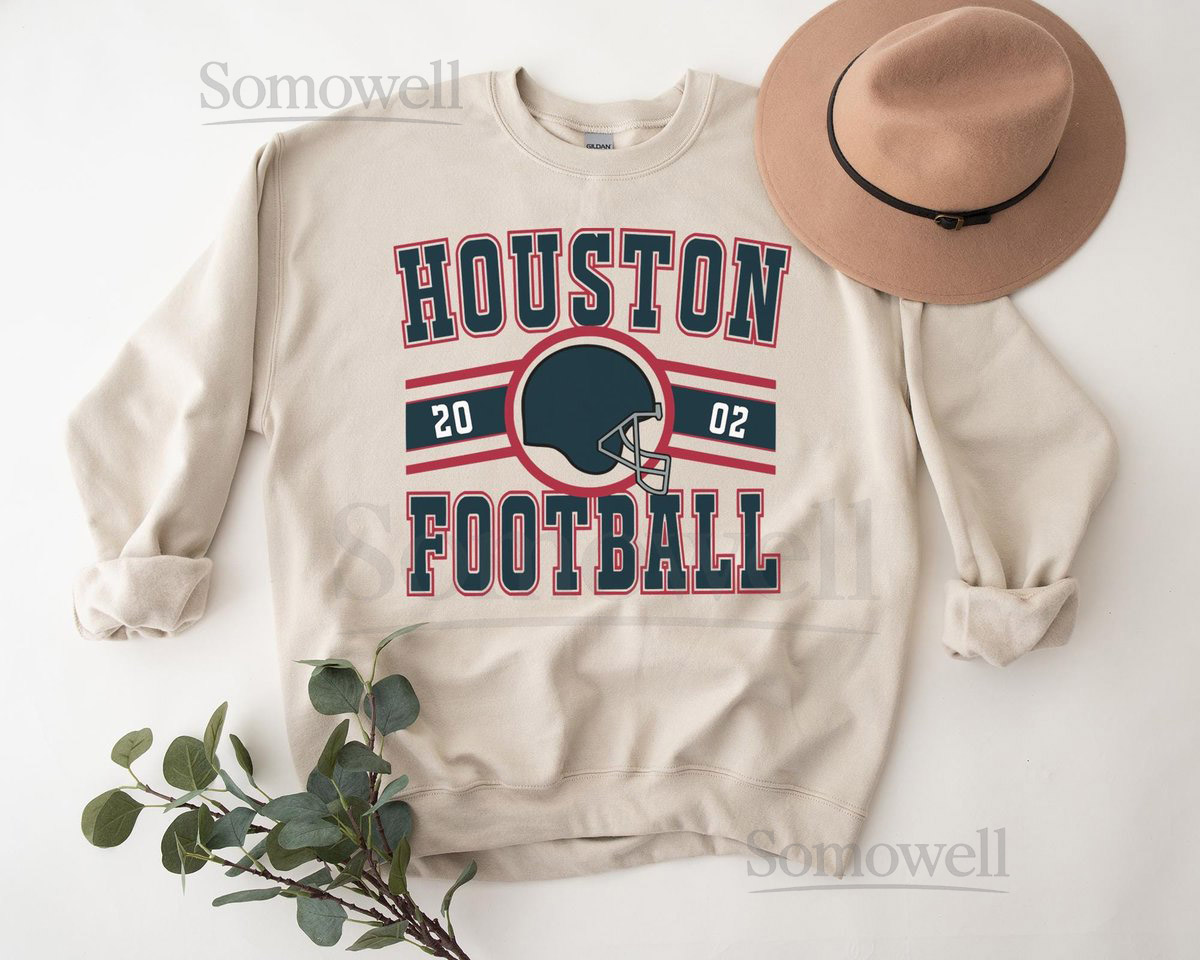 Houston Texan Sweatshirt T-Shirt Vintage Football Crewneck Retro Hoodie Game Day Gift F_318