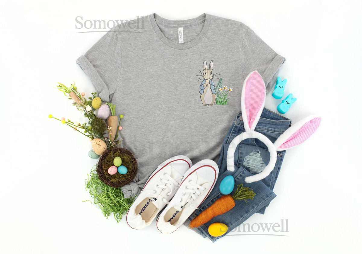 Embroidered Easter Day Sweatshirt Embroidered Rabbit Sweatshirt Embroidered Easter Bunny Shirt Easter Shirt Cute Bunny Sweatshirt_76