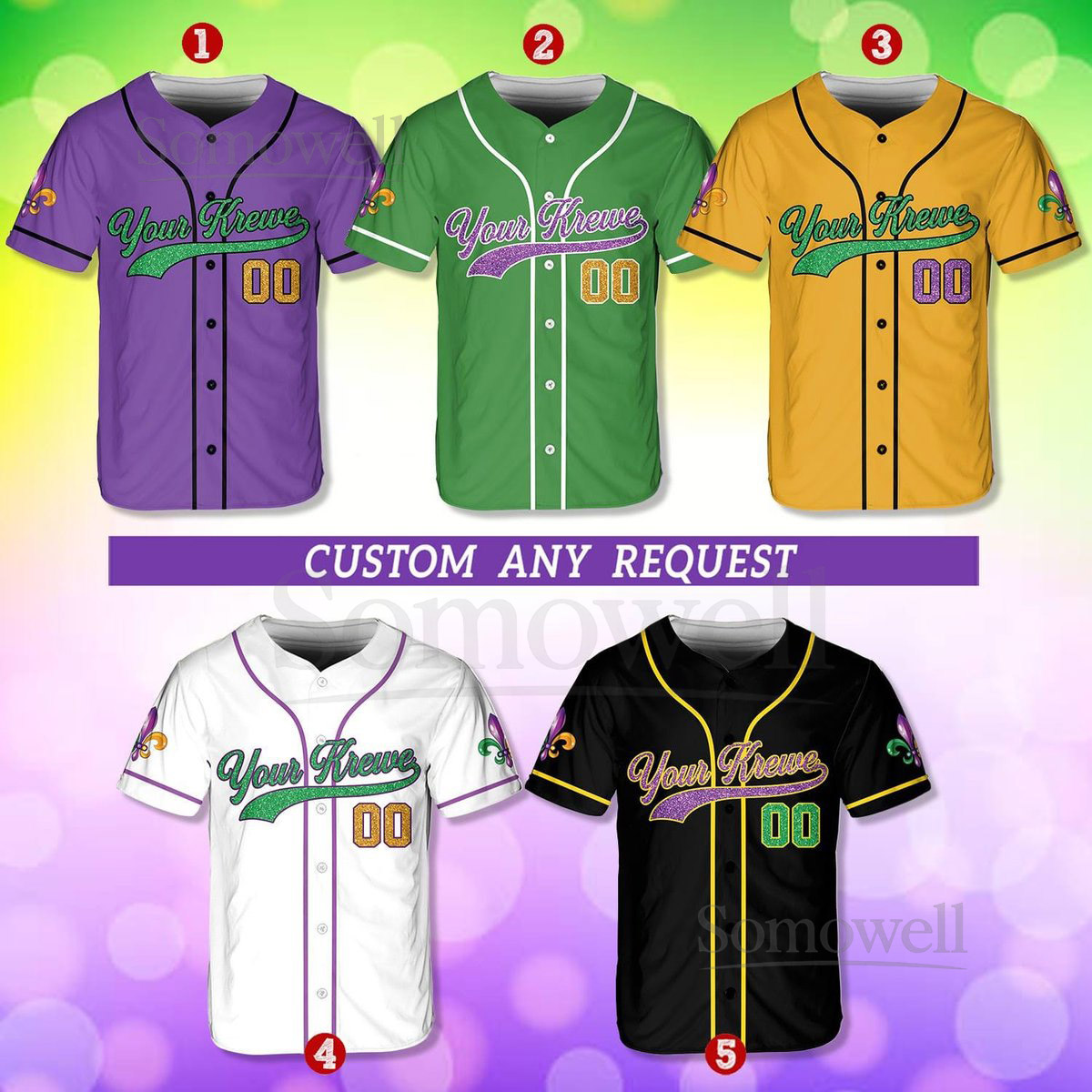 Personalized Mardi Gras Baseball Jersey Custom Your Krewe Name Number Mardi Gras Baseball Jersey Mardi Gras Team Jersey Family Matching_258