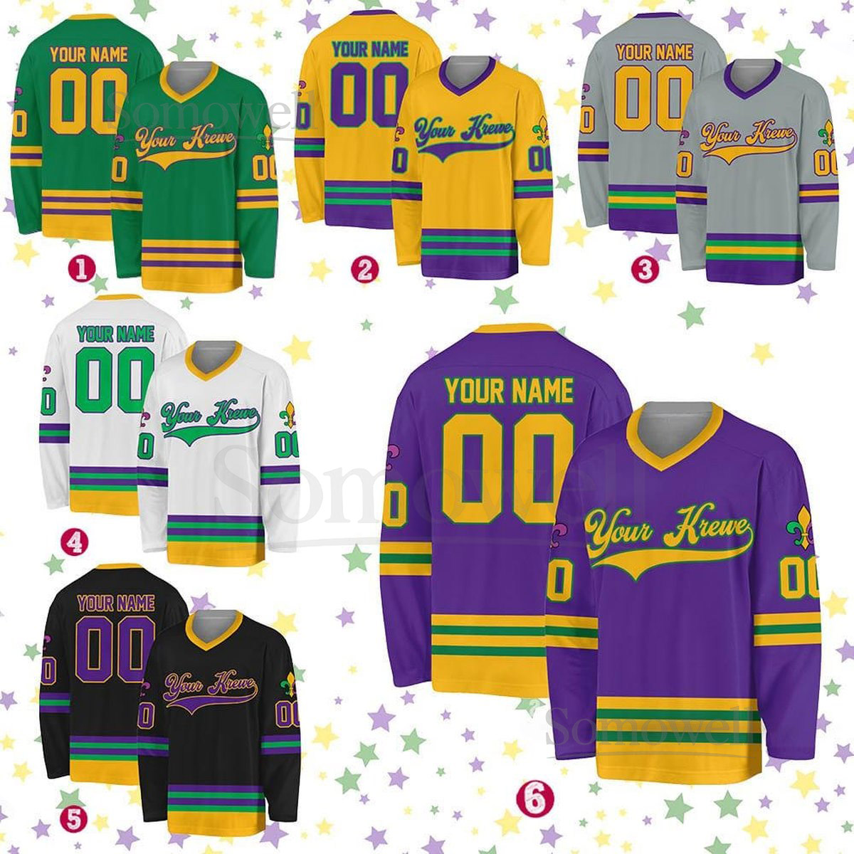 Personalized Mardi Gras Hockey Jersey Custom Your Krewe Name Number Hockey Jersey Hockey Jersey Uniform For Hockey Fans Mardi Gras Outfit_281
