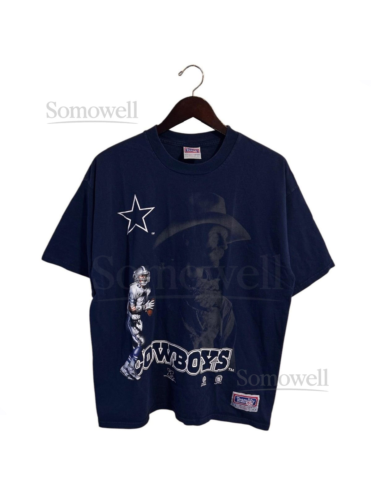 vintage dallas cowboys graphic tee t-shirt mens size large 1998 90s NFL_535