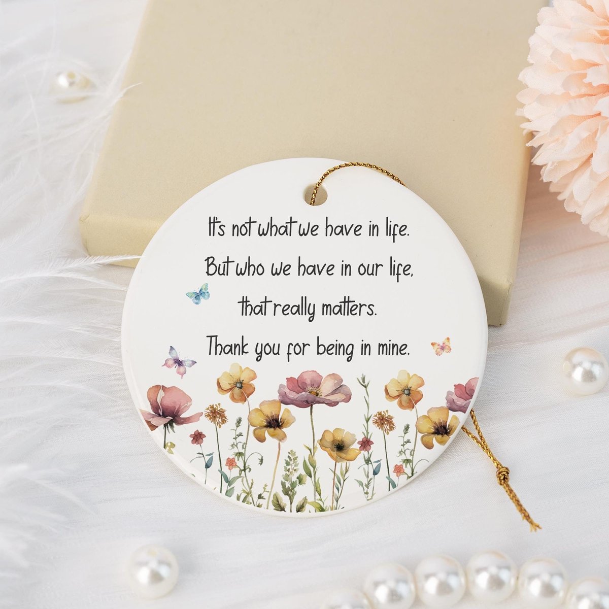 Best Friend KeepsakeFriendship BaubleThank you GiftInspirational Quote Keepsake for Her Wild Flower Friendship OrnamentNeighbours Gift