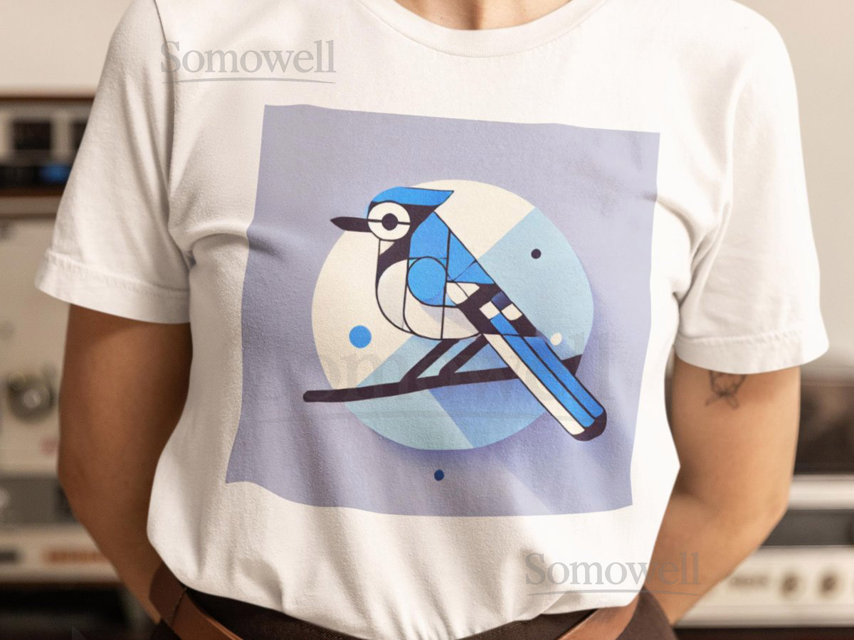 Blue Jay Art Deco Graphic T-shirt Unisex Softstyle T-Shirt for bird watcher bird nerd nature enthusiastbird shirt for men_84