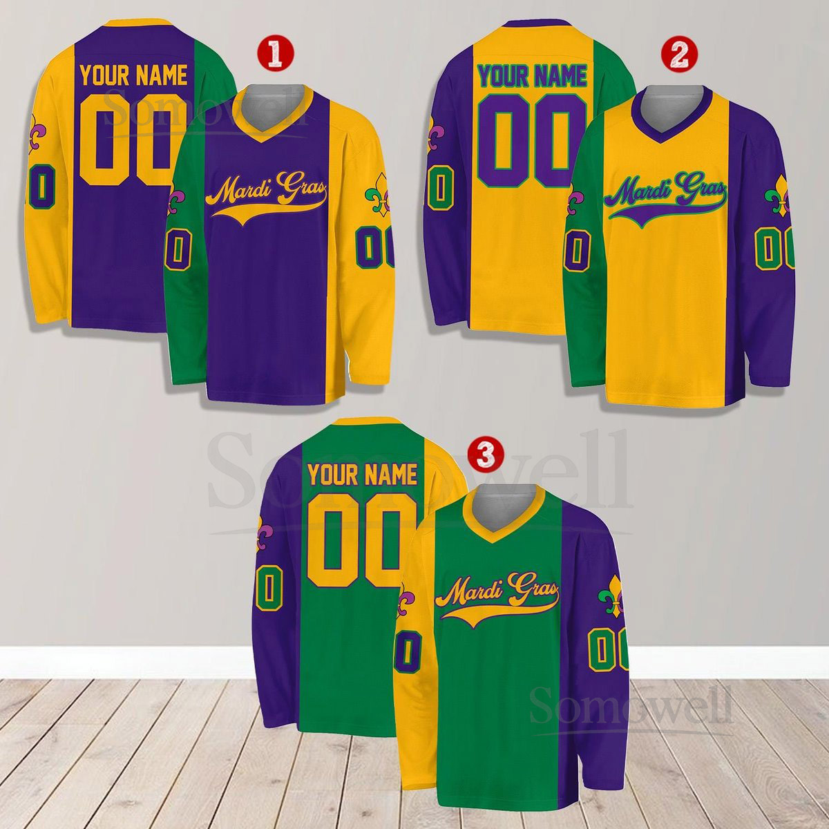 Personalized Mardi Gras Hockey Jersey Custom Name Mardi Gras Hockey Jersey Hockey Jersey Uniform For Hockey Fans Mardi Gras Outfit_275