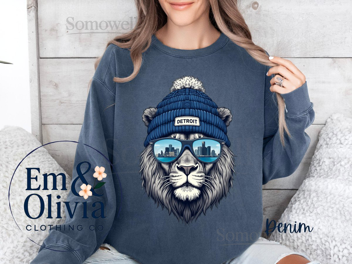 Detroit Football Crewneck Sweatshirt Lion Mascot Unisex Michigan Game Day Gift Football Fan Sweater_105