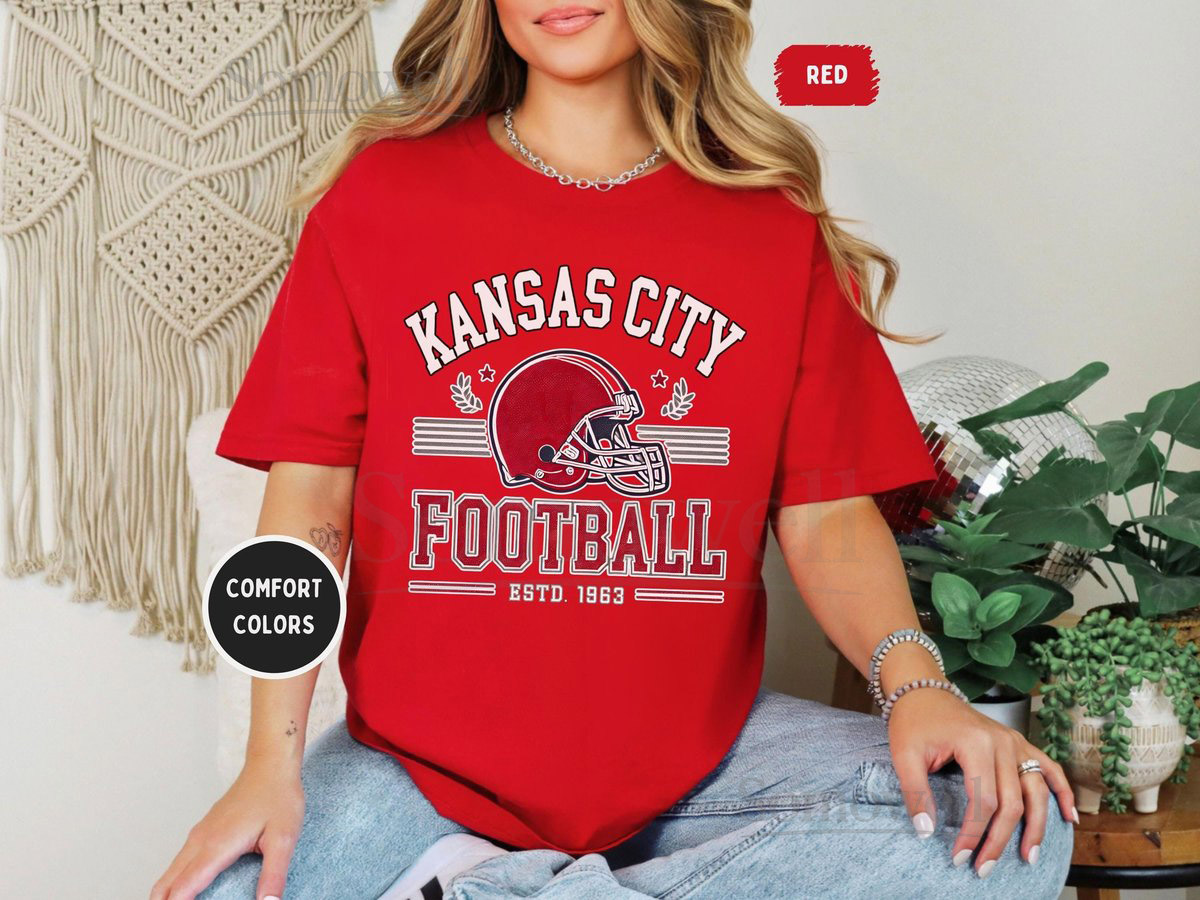 Kansas City Football Comfort Colors T-shirt Unisex Tee Team Spirit Shirt Game Day Top KC Sports Fan Apparel_338