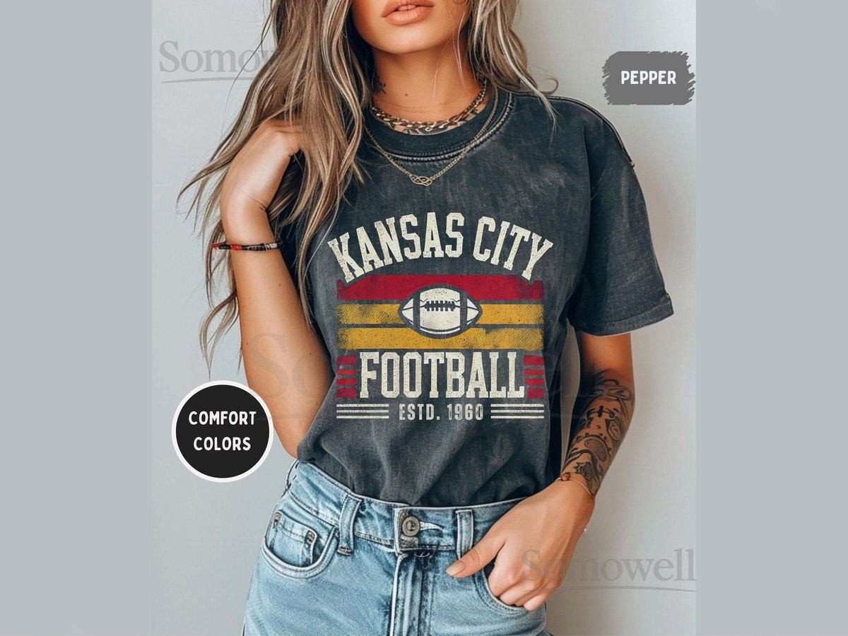 Kansas City Comfort Colors T-shirt Unisex Tee Football Fan Shirt Vintage Style Kansas Shirt Game Day Apparel_372