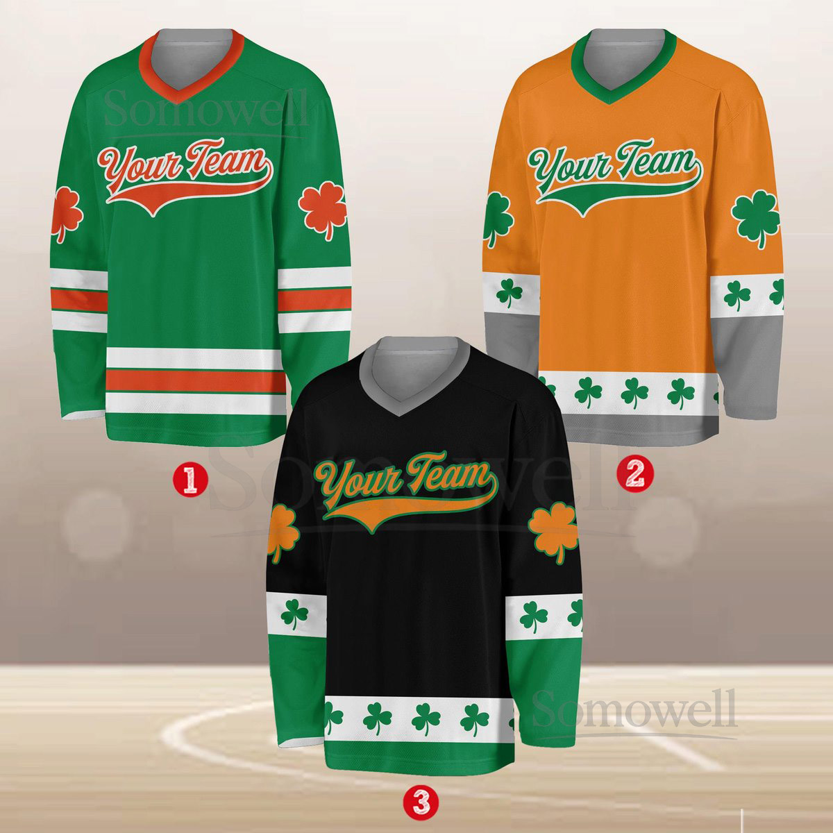 Personalized St. Patrick39s Day Hockey Jersey Custom Name Number St. Patrick39s Day Jersey Hockey Jersey Uniform St. Patrick39s Day Outfit_401