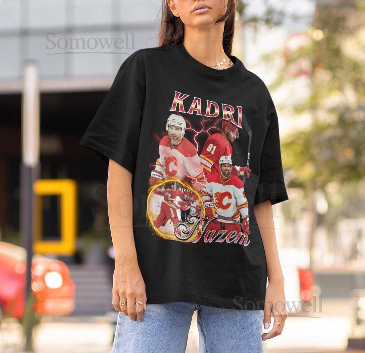 Nazem Kadri Shirt Vintage 90s Calgary Flames NHL Hockey Design Retro Bootleg Hockey Gift Classic Graphic Tee Unisex T-Shirt Limited Edition_336