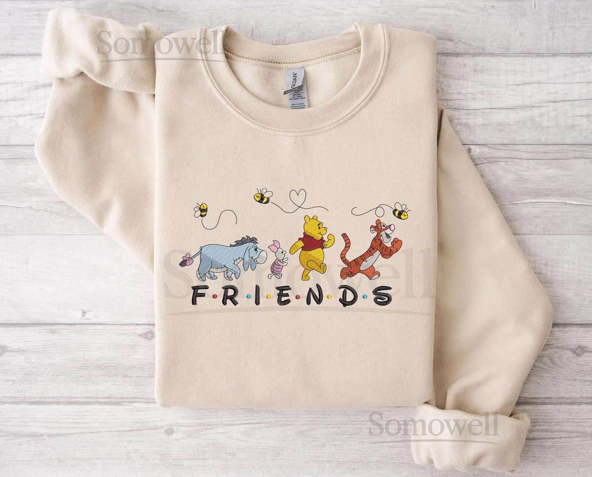 Embroidered Winnie the Pooh and friends Disney Friends Gift Friends CrewneckFriends Embroidered Disney Disney SweatshirtWinnie the Pooh_100