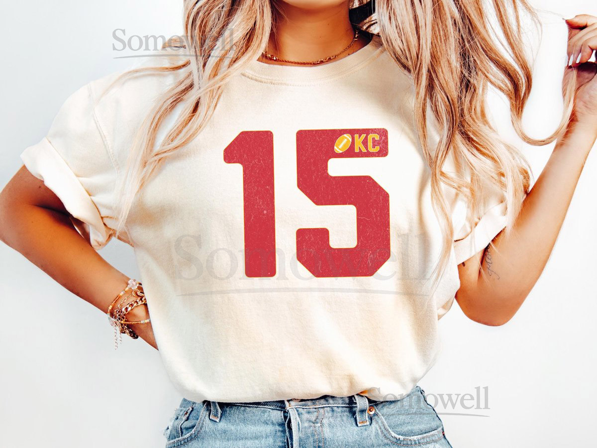 Kansas City Football 15 Tee - Retro Gameday KC Fan Apparel Nostalgic Red and Gold T-shirt-Textured Comfort Colors_330