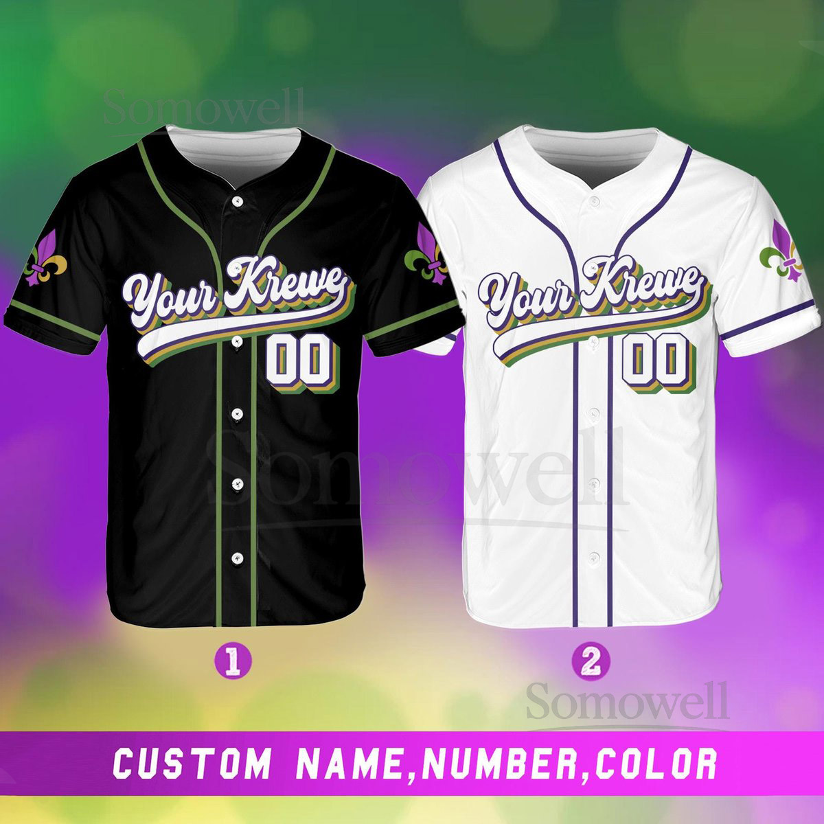 Personalized Mardi Gras Baseball Jersey Custom Krewe Name And Number Baseball Jersey Mardi Gras Carnival Jersey Gift For Family Matching_211