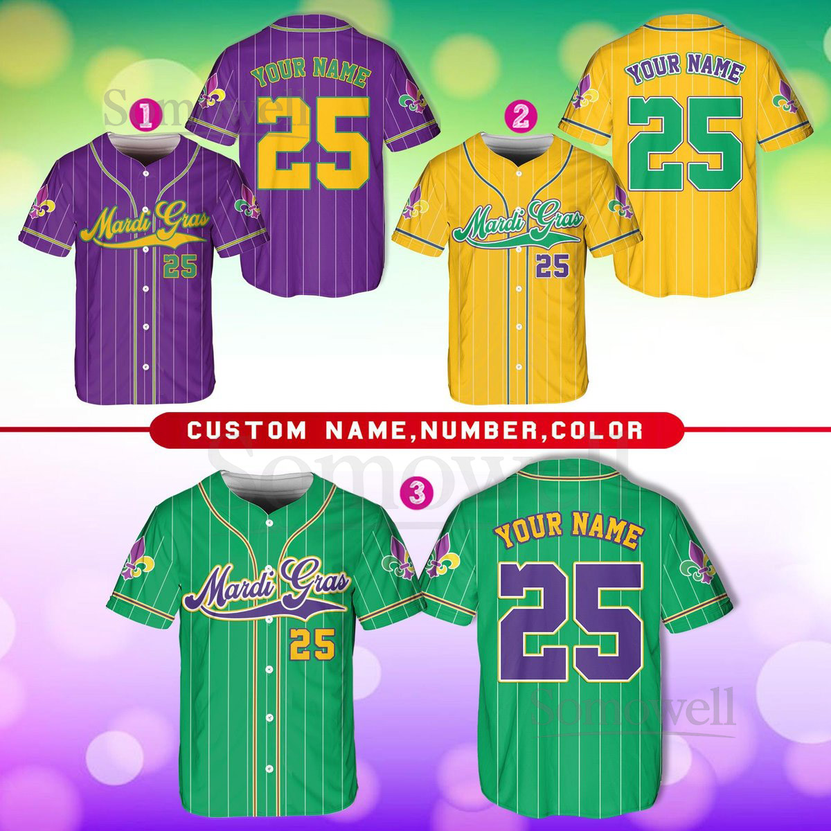 Personalized Mardi Gras Baseball Jersey Custom Name And Number Baseball Jersey Mardi Gras Carnival Jersey Gift For Family Matching_246