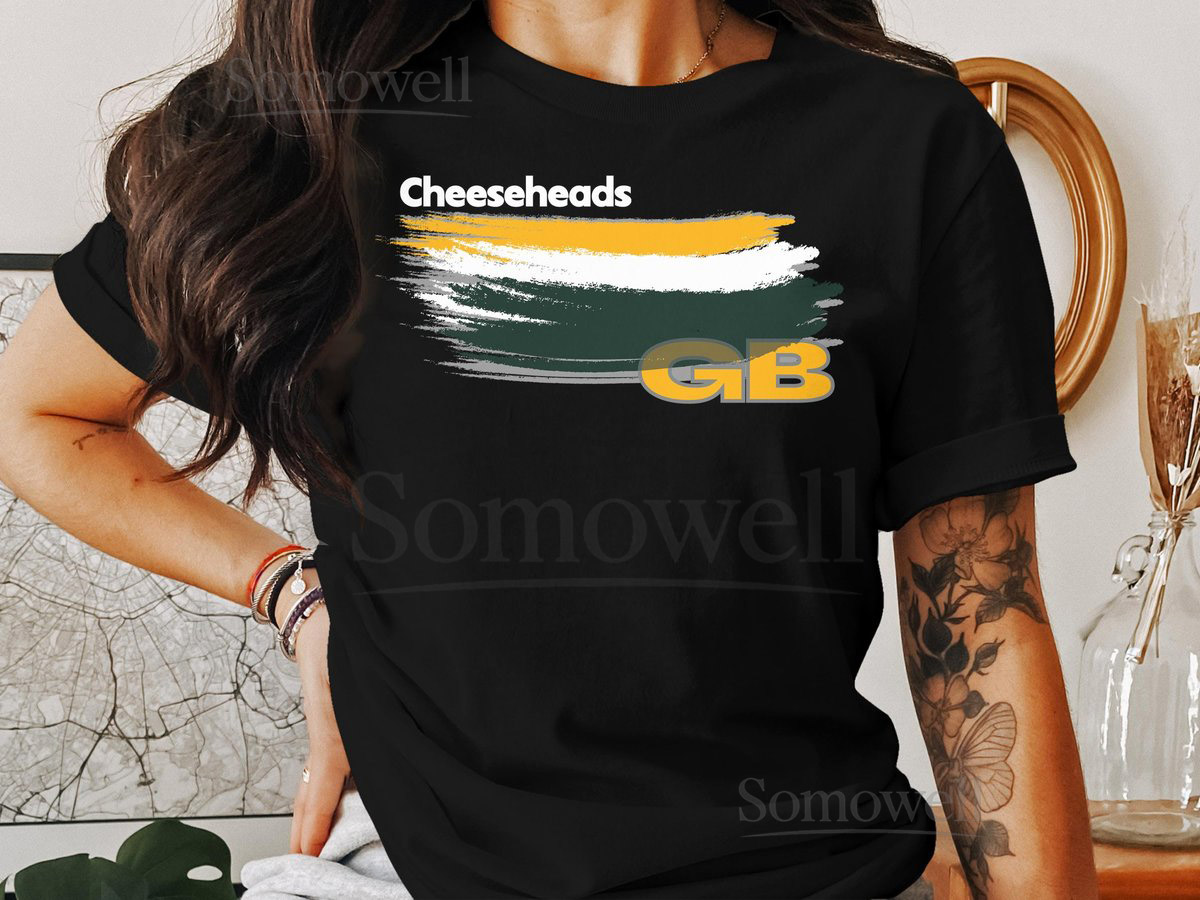 Green Bay Packers Cheeseheads Football Color Swoosh Short-Sleeve Long-Sleeve T-Shirts_444