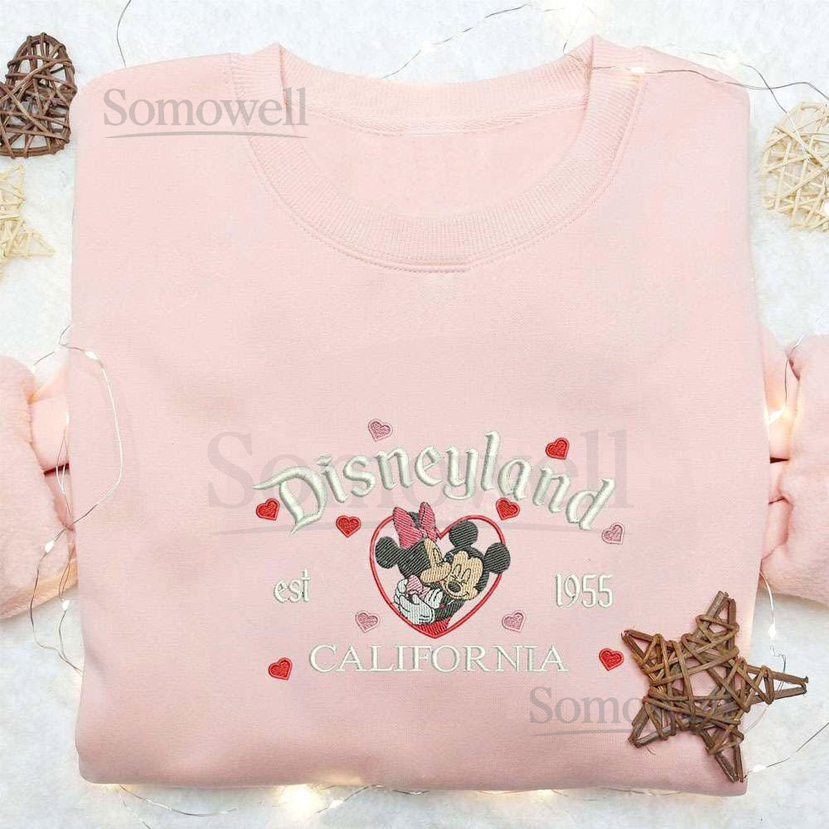 Disneyland Mickey And Minnie Embroidered Sweatshirt Disney Couple Embroidered Hoodie Valentines Day Shirt Movie Cartoon Lover Gifts_49