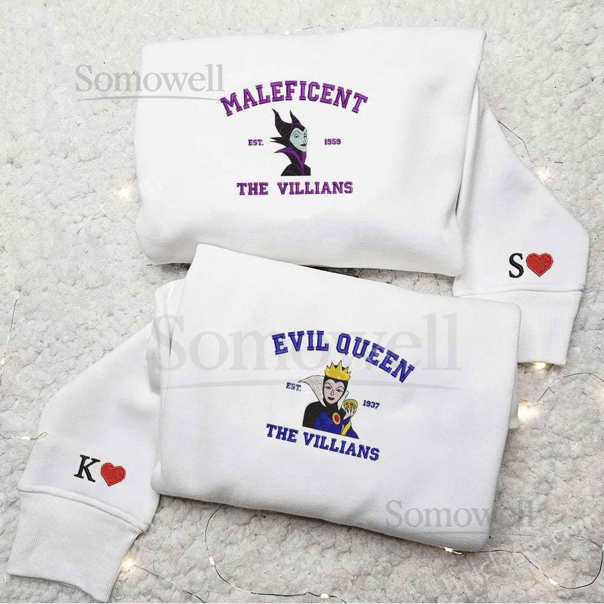 Maleficent And Evil Queen Embroidered Sweatshirt Disney Villains Embroidered Hoodie Witch Movie Embroidery Shirt Disneyworld Shirt_119