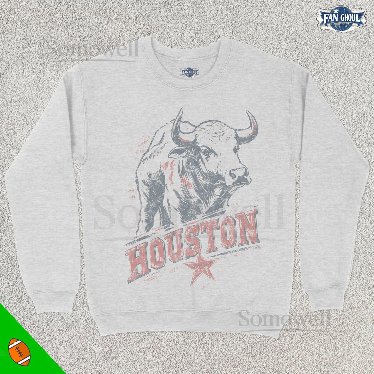 Vintage Houston Bull Football Crewneck American Sports Sweatshirt US Sports Clothing Football Fan Gift Football Lover Retro_950