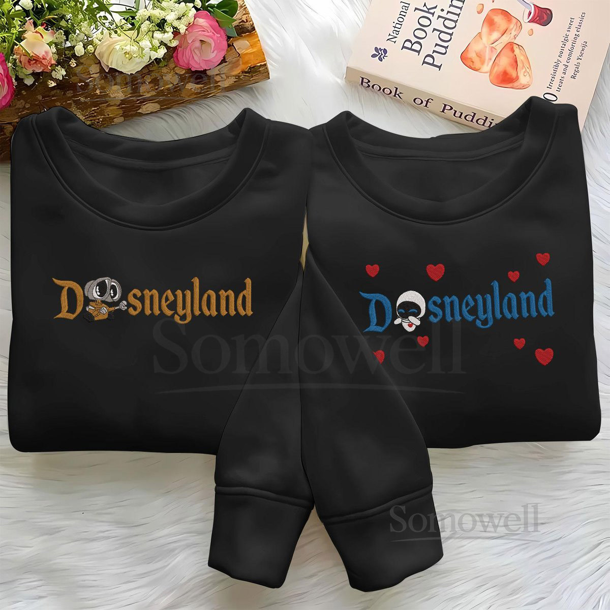 Disneyland Wall-E And Eve Embroidered Sweatshirt Disney Couple Embroidery Hoodie Wall-E Movie Shirt Disney World Valentine Day Gift_52