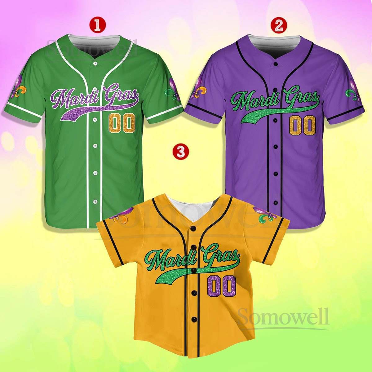Personalized Mardi Gras Baseball Jersey Custom Name And Number Baseball Jersey Mardi Gras Carnival Jersey Gift For Family Matching_248