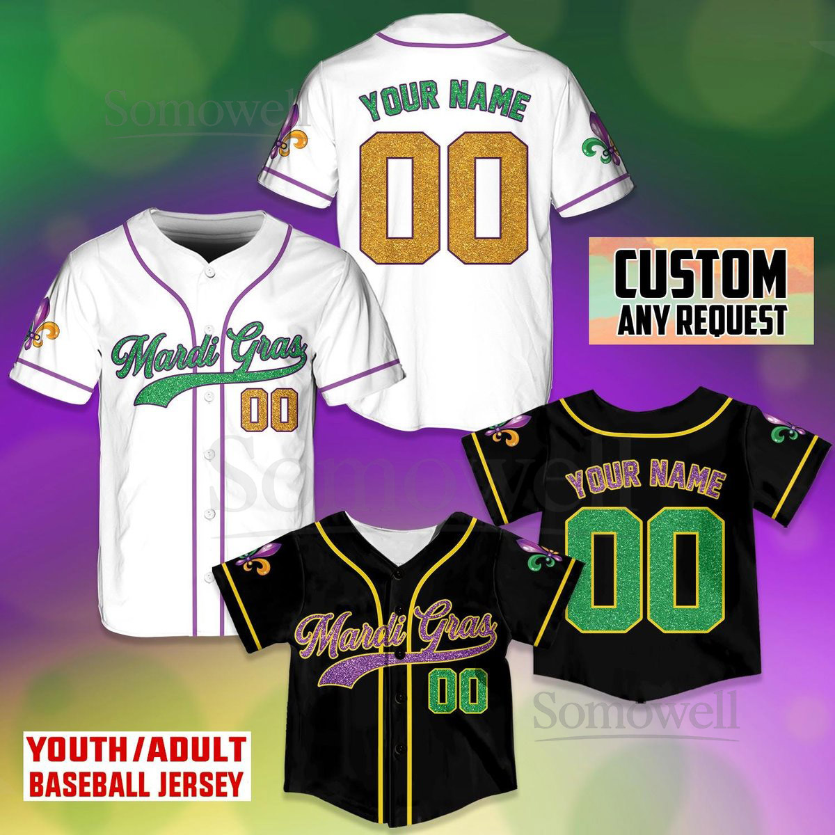 Personalized Mardi Gras Baseball Jersey Custom Name And Number Baseball Jersey Mardi Gras Carnival Jersey Gift For Family Matching_250