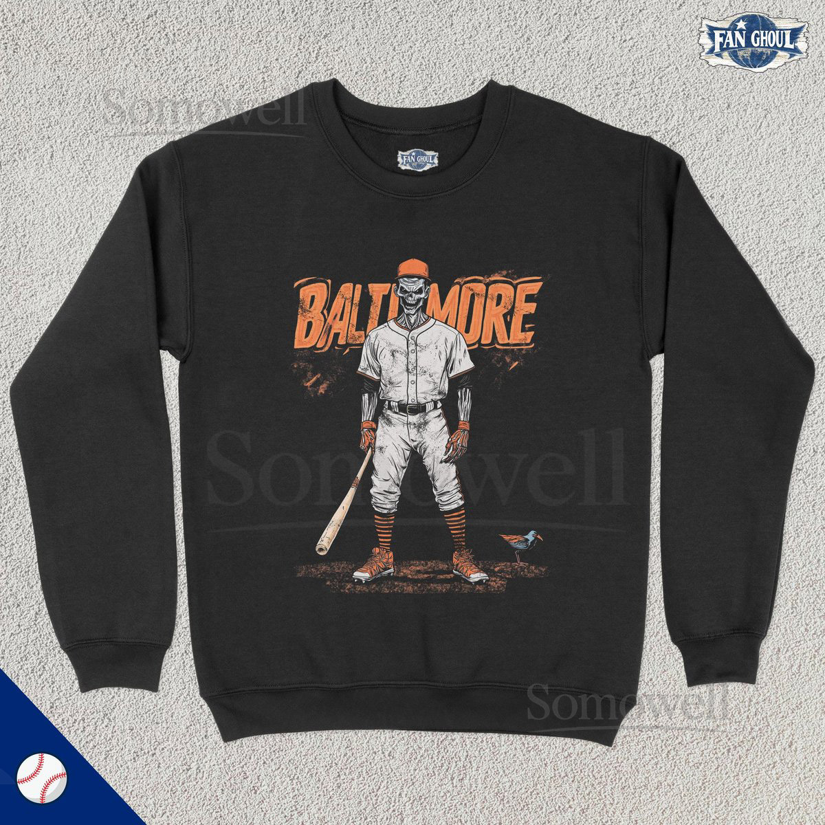 Baltimore Baseball Crewneck Maryland Baseball Sweatshirt Sports Clothing Baseball Fan Gift Baseball Lover Vintage Baseball Oriole_34